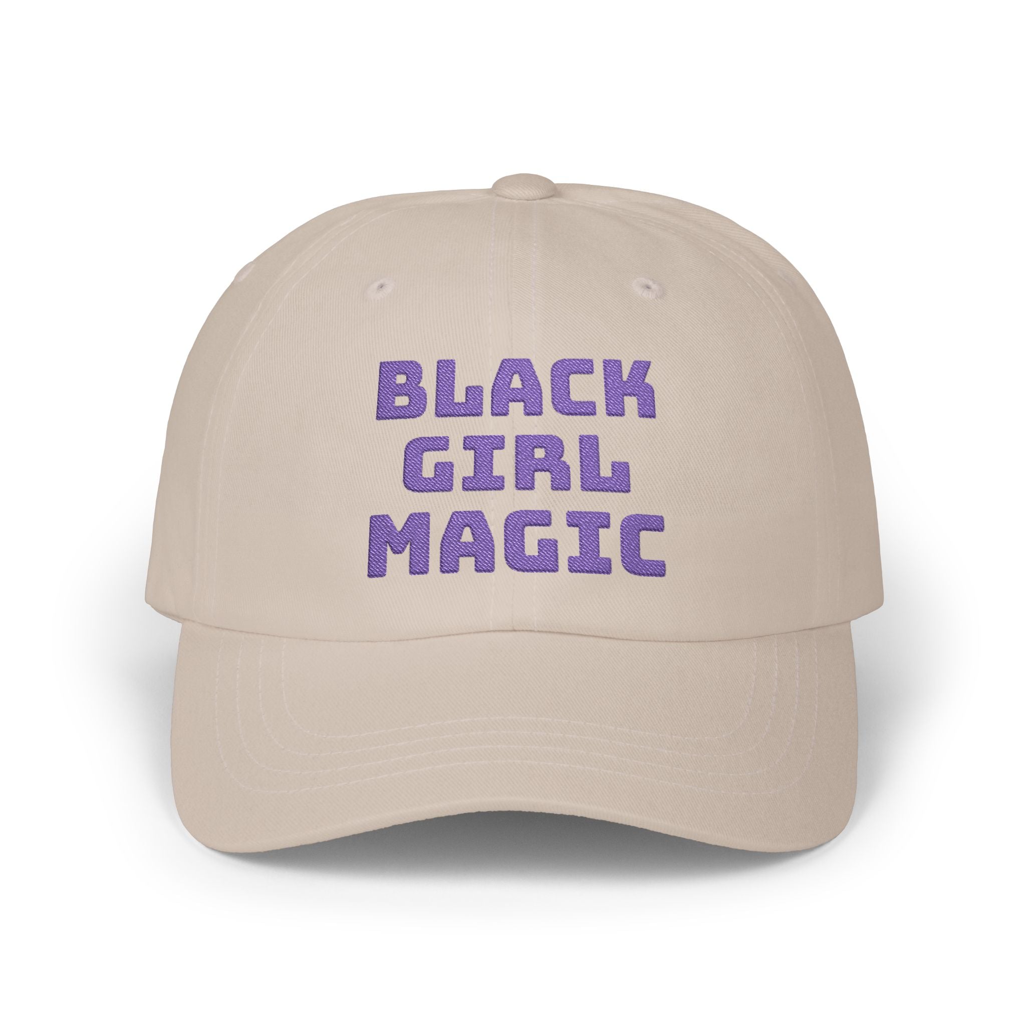 Black Girl Magic Dad Cap-Embroidered Purple Glitter Text Baseball Hat