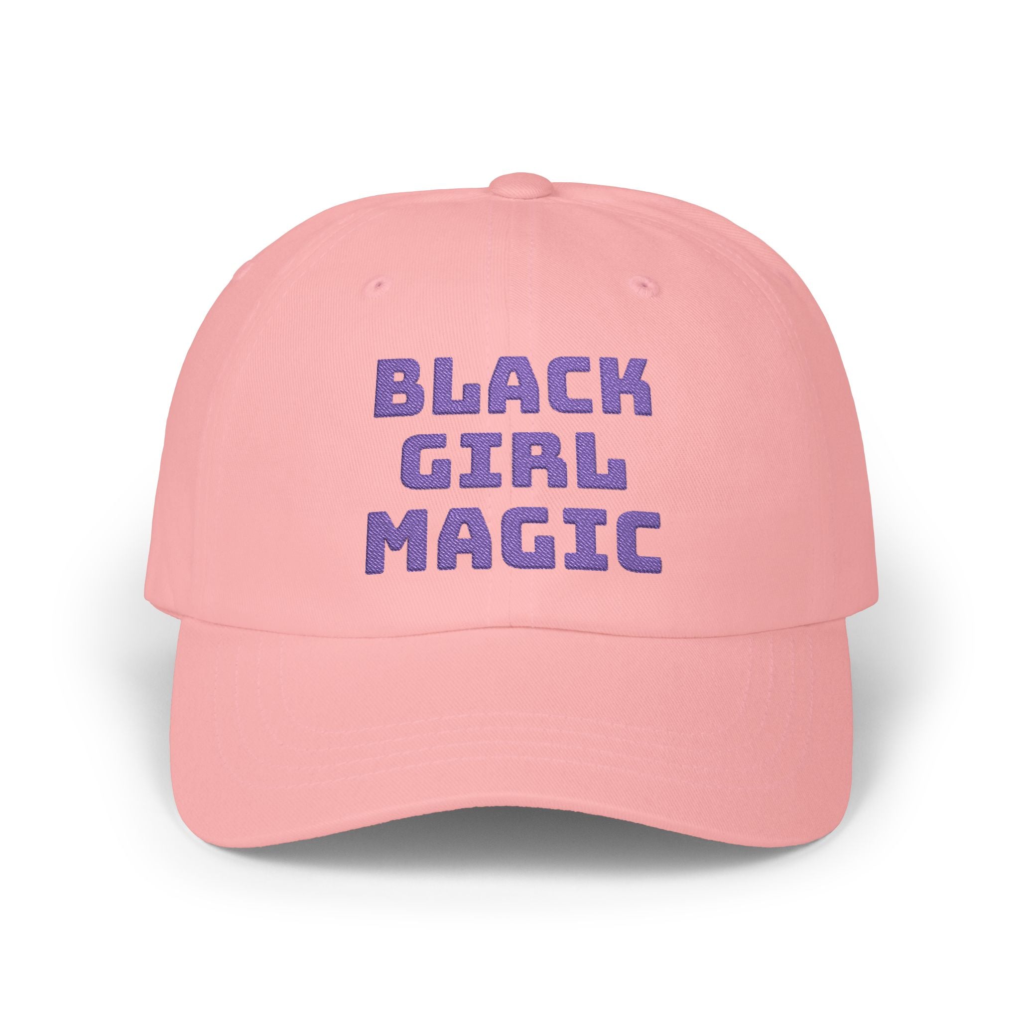 Black Girl Magic Dad Cap-Embroidered Purple Glitter Text Baseball Hat