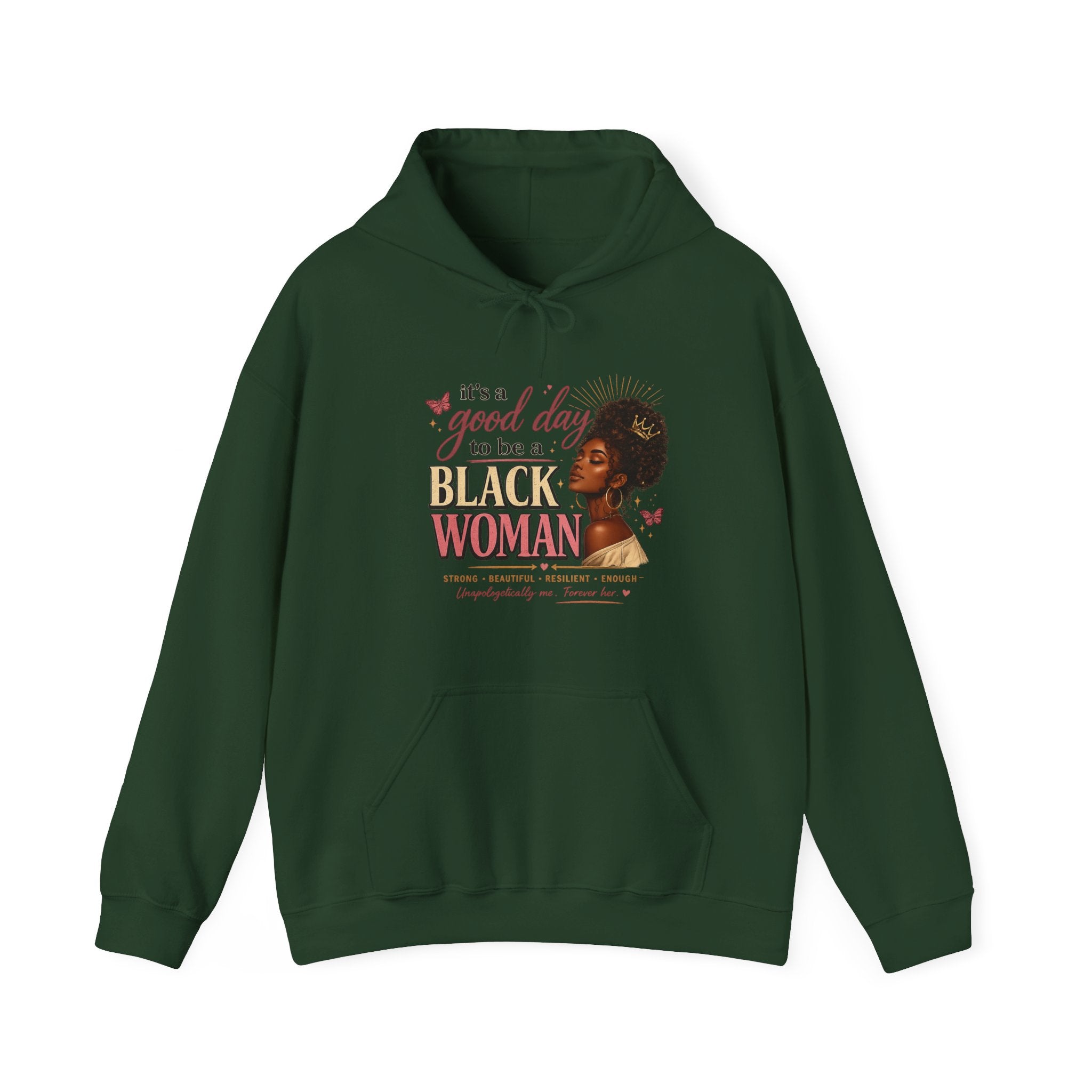 It's a Good Day to Be a Black Woman Hoodie | Afro Woman Illustration, Empowerment Quote