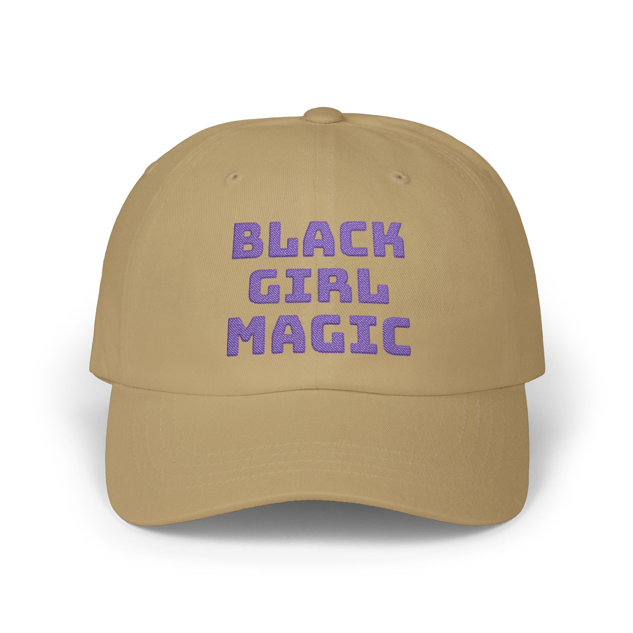 Black Girl Magic Dad Cap-Embroidered Purple Glitter Text Baseball Hat