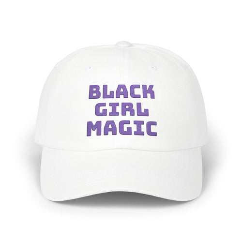 Black Girl Magic Dad Cap-Embroidered Purple Glitter Text Baseball Hat