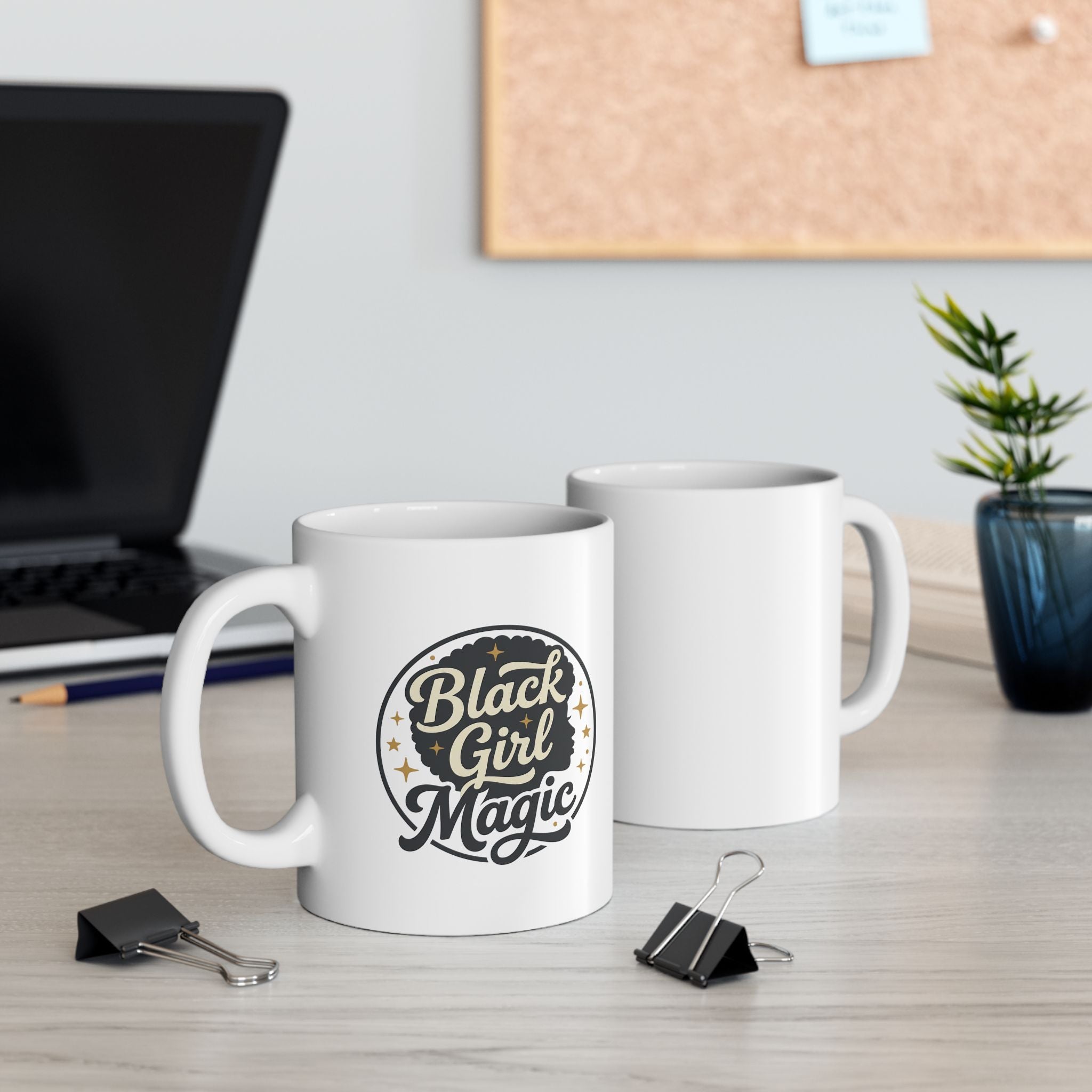 Black Girl Magic script logo Mug | Ceramic Coffee Cup